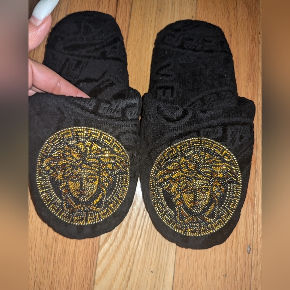 NEW VERSACE MEDUSA STUDDED JACQUARD SLIPPERS - Picture 3 of 6